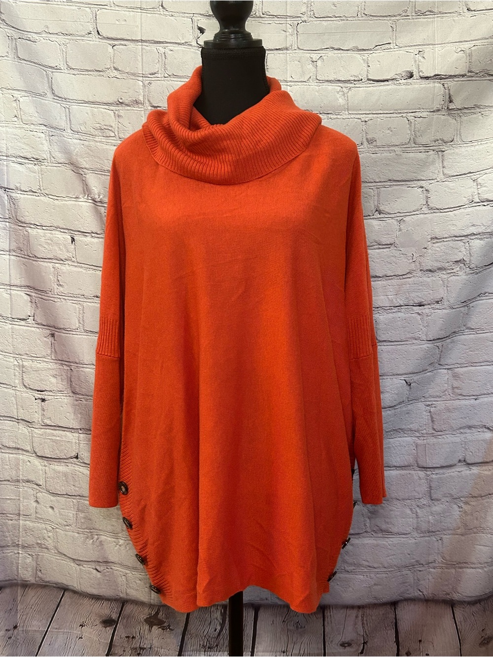 Orange Cowl Neck Women's Sweater